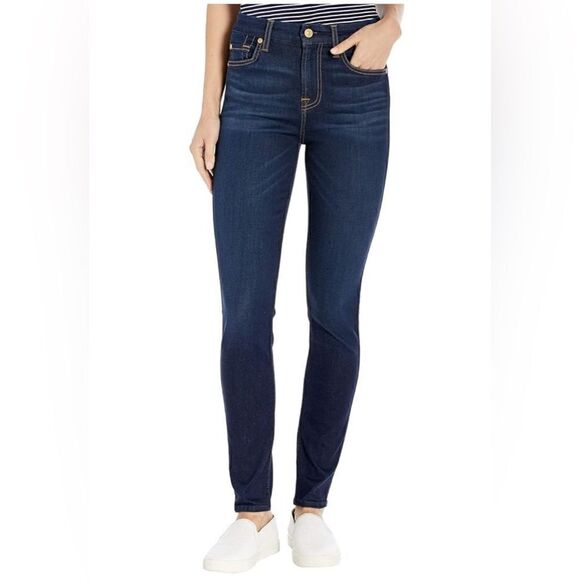 7 For All Mankind dark DENIM SKINNY jean. 30. NWT - Picture 1 of 11